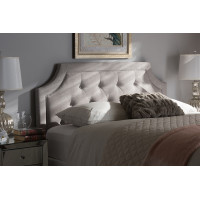 Baxton Studio BBT6623-Greyish Beige-Queen HB-H1217-14 Mars Modern and Contemporary Greyish Beige Fabric Queen Size Headboard